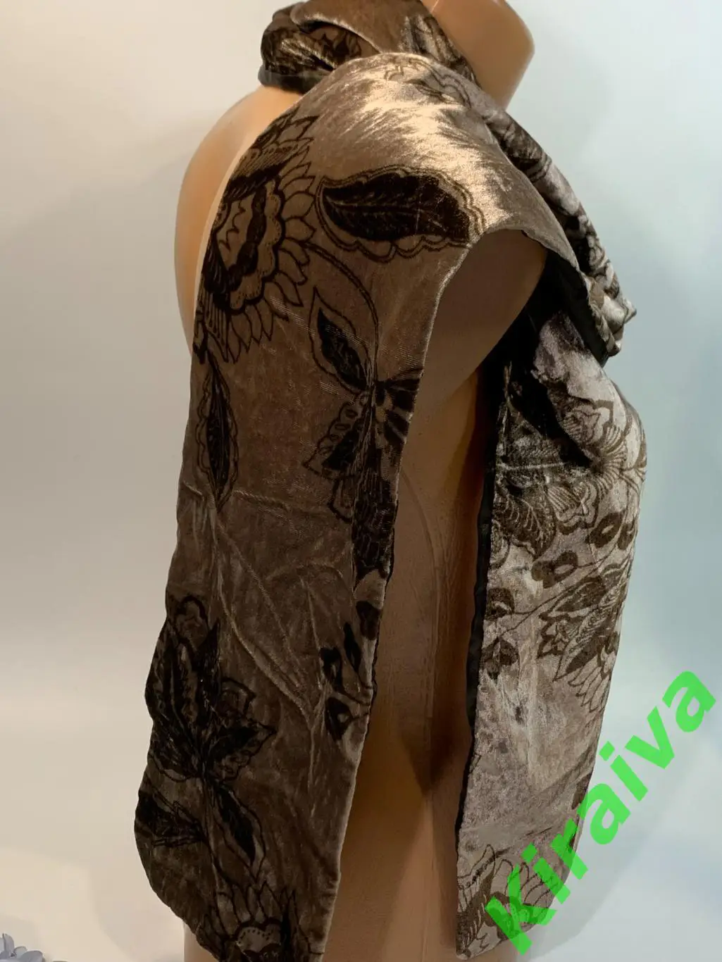 Женский бархатный двусторонний шарф с узорами, 15?150 см, бархат/вискоза Н1687 2