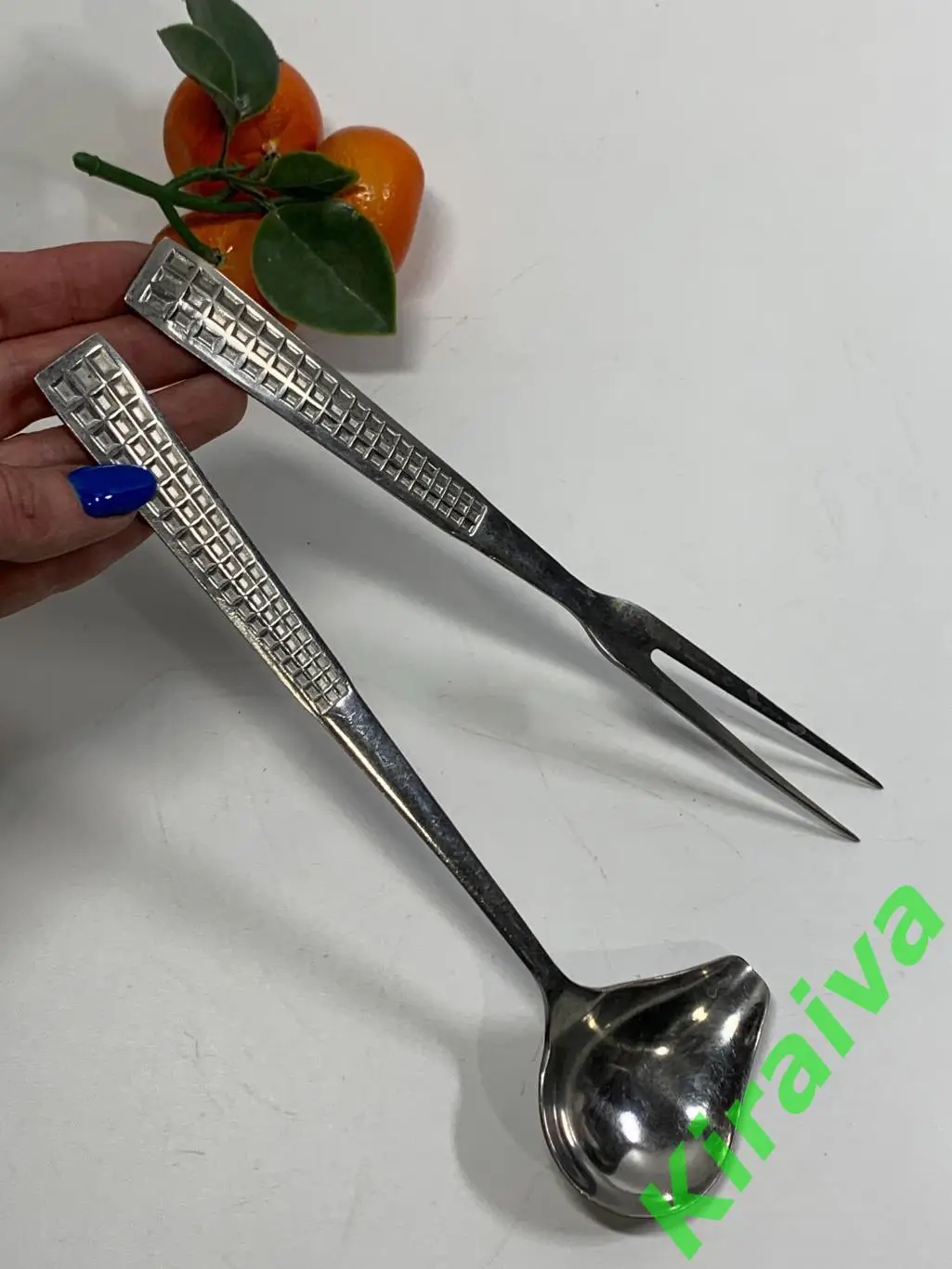 Набор столовых приборов из нержавеющей стали 2 шт. СССР вилка двурогая и ложка д 5