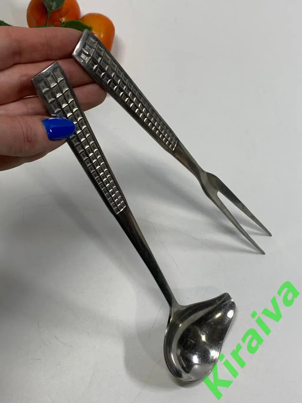 Набор столовых приборов из нержавеющей стали 2 шт. СССР вилка двурогая и ложка д 6