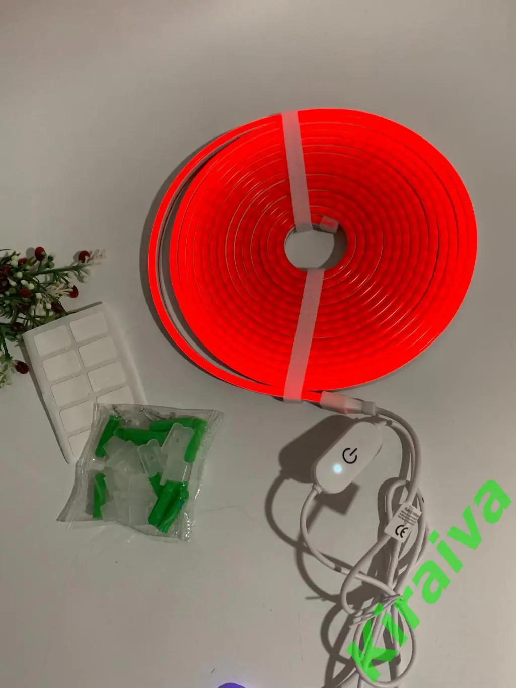 Гибкий неон, светодиодная неоновая лента Neon 5 м (USB) + держатели, Красный Н39