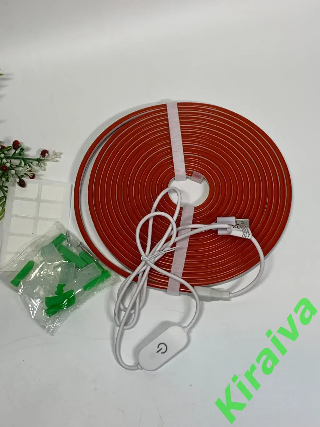 Гибкий неон, светодиодная неоновая лента Neon 5 м (USB) + держатели, Красный Н39 1