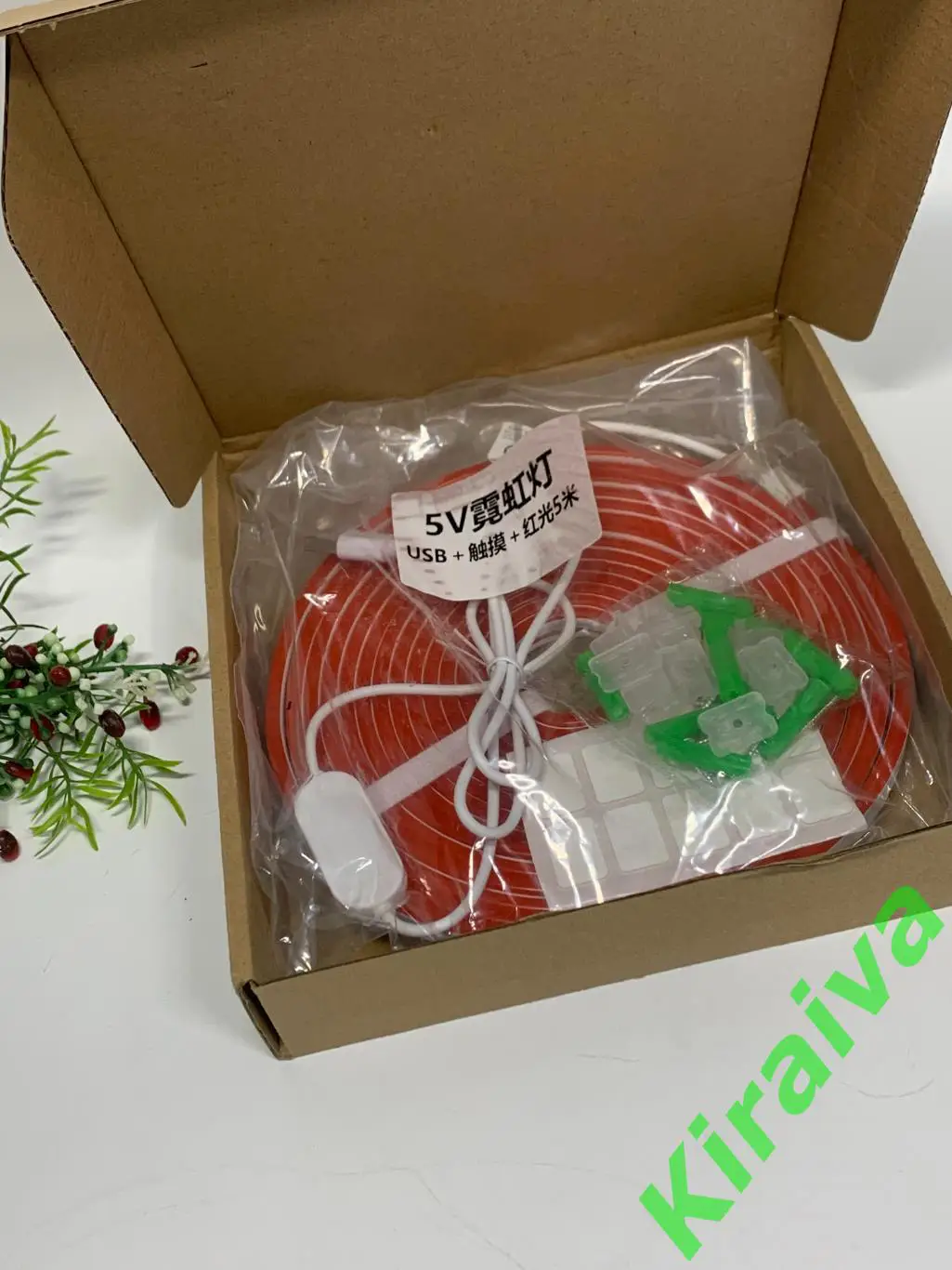 Гибкий неон, светодиодная неоновая лента Neon 5 м (USB) + держатели, Красный Н39 6