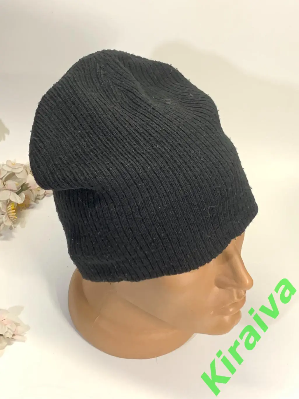 Мужская шапка лопата вязання тонкой ниткой размер 50 Н1801Спортивная и теплая