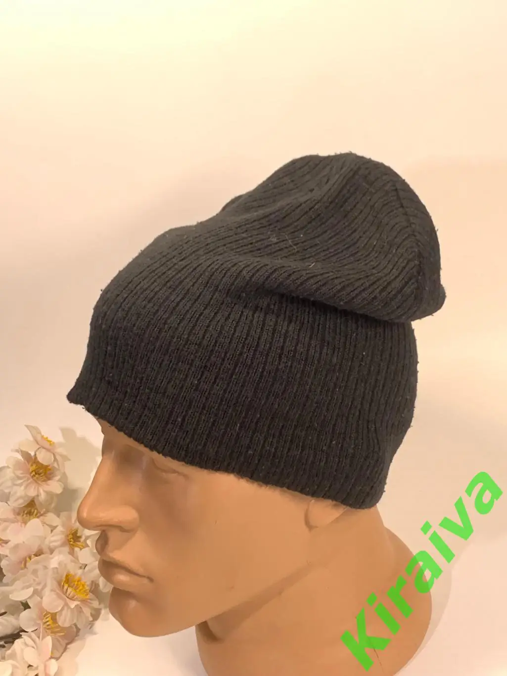 Мужская шапка лопата вязання тонкой ниткой размер 50 Н1801Спортивная и теплая 1