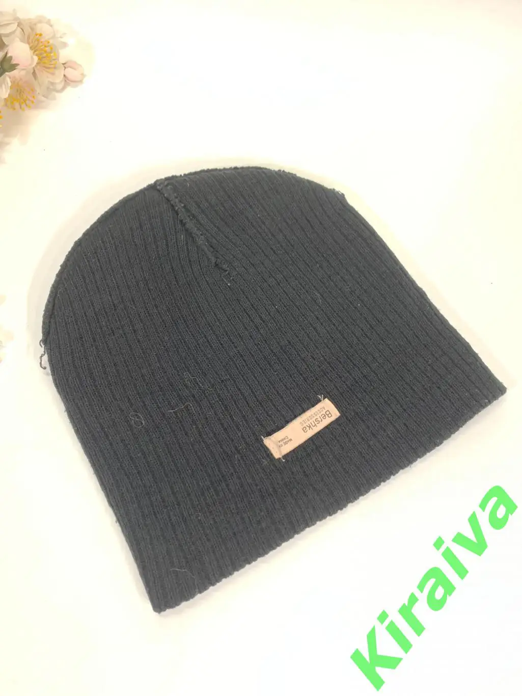 Мужская шапка лопата вязання тонкой ниткой размер 50 Н1801Спортивная и теплая 5