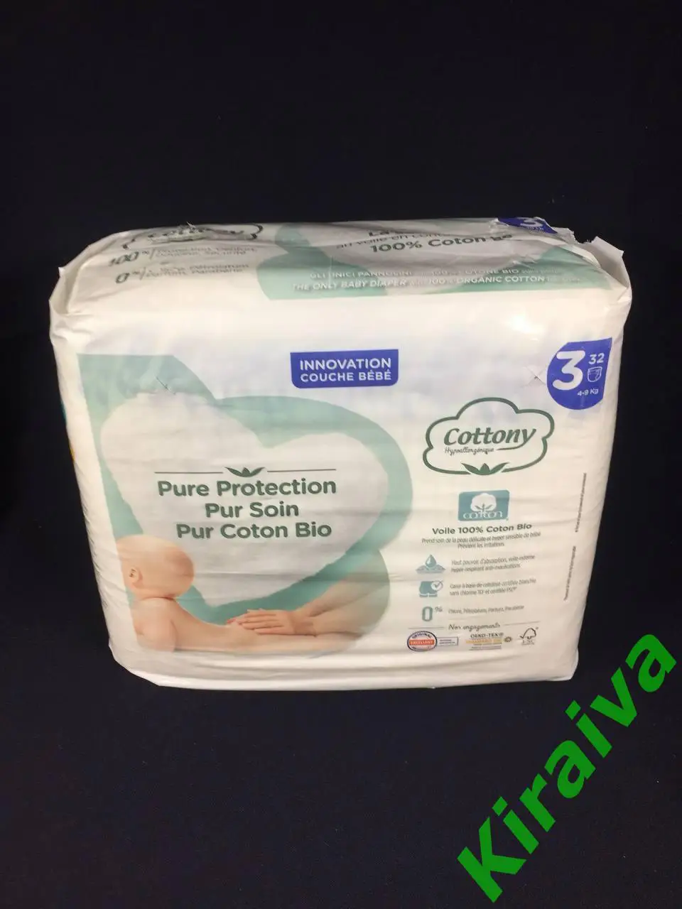 Подгузники 3 (4-9 кг), 32 шт хлопок, Pampers Protection pur caton bio Н764 1