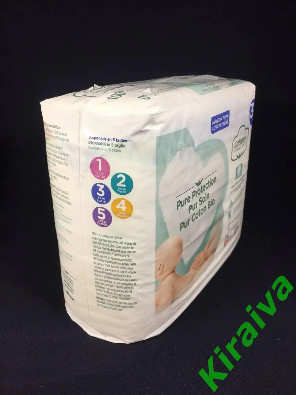 Подгузники 3 (4-9 кг), 32 шт хлопок, Pampers Protection pur caton bio Н764 2