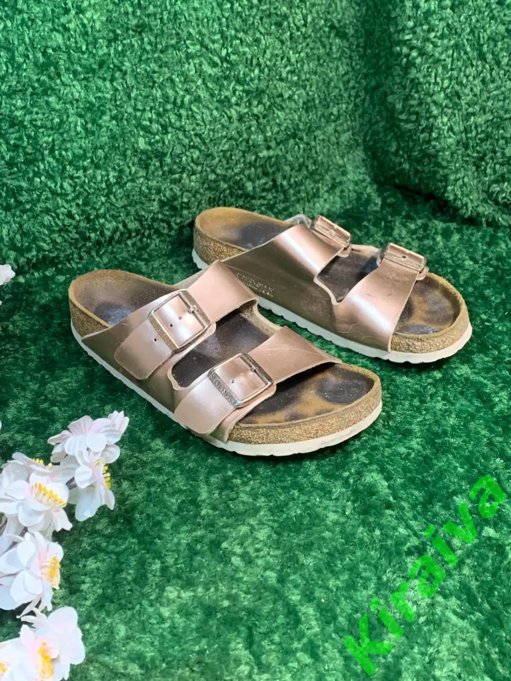 Сланцы birkenstock кожа arizona natural leather metallic copper 38 (24,5) Н1823 1