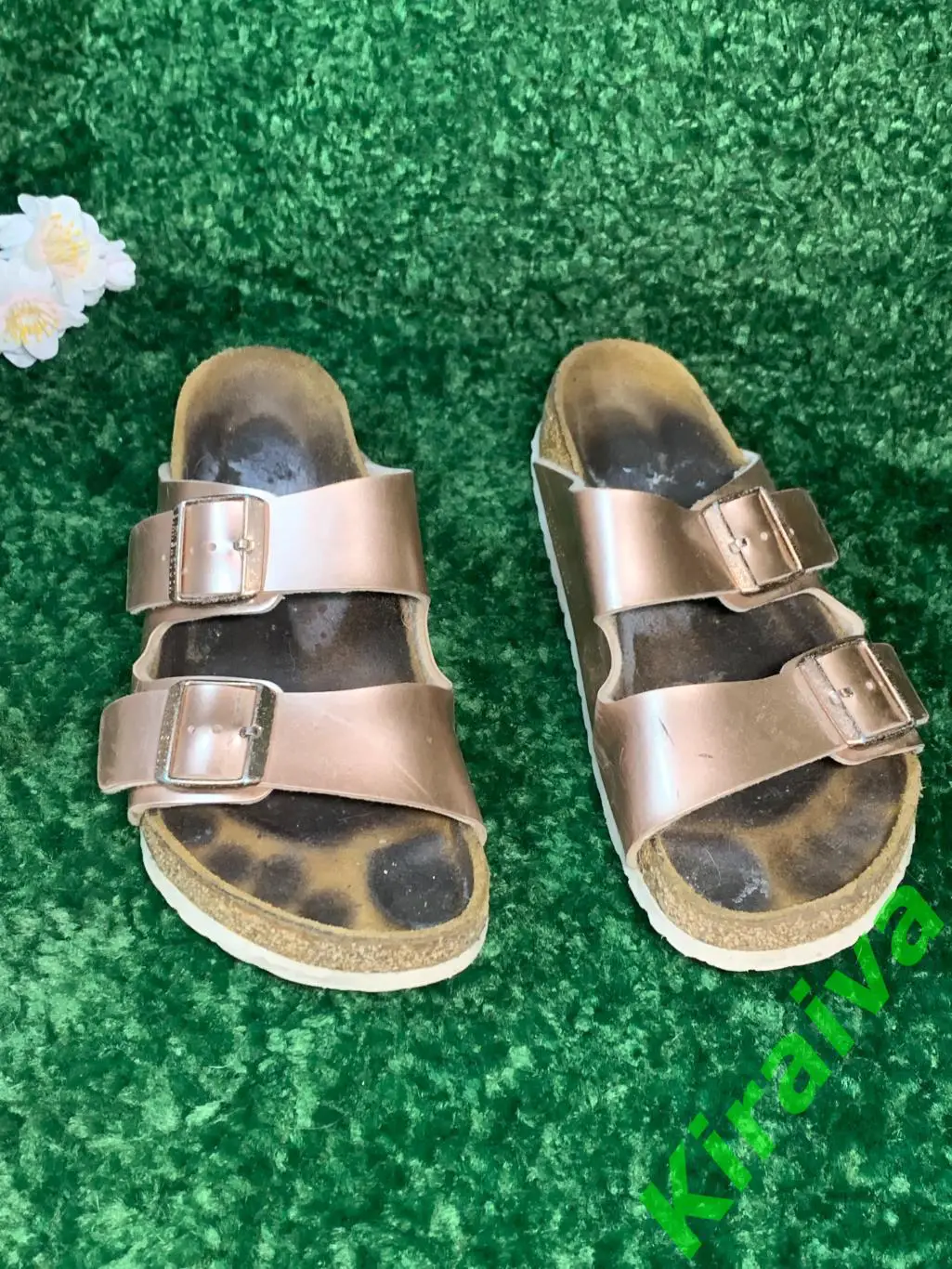 Сланцы birkenstock кожа arizona natural leather metallic copper 38 (24,5) Н1823 2