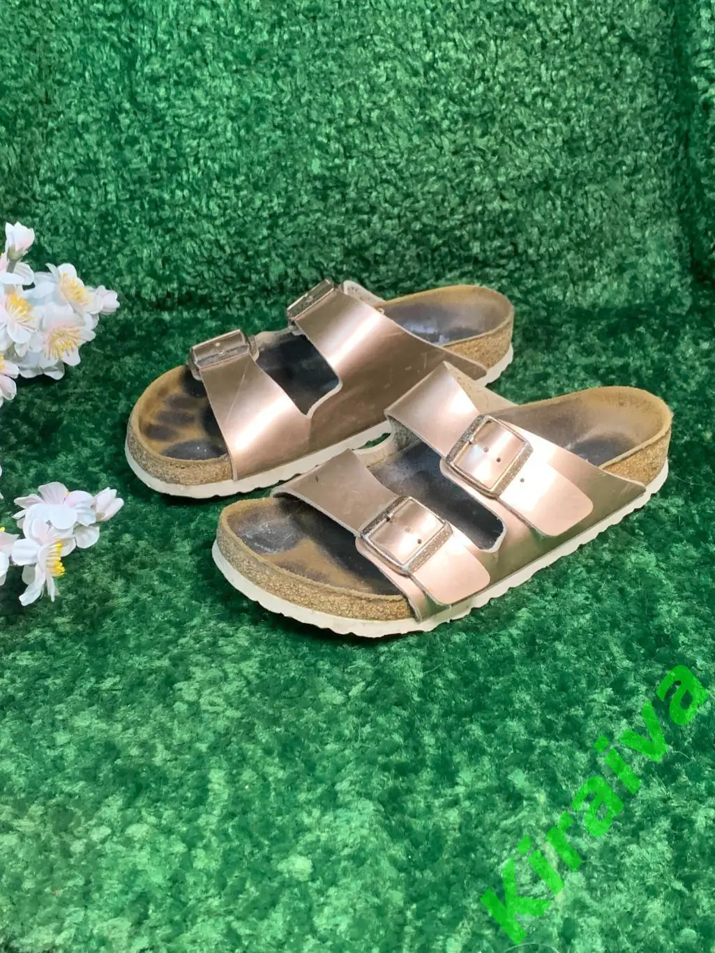 Сланцы birkenstock кожа arizona natural leather metallic copper 38 (24,5) Н1823
