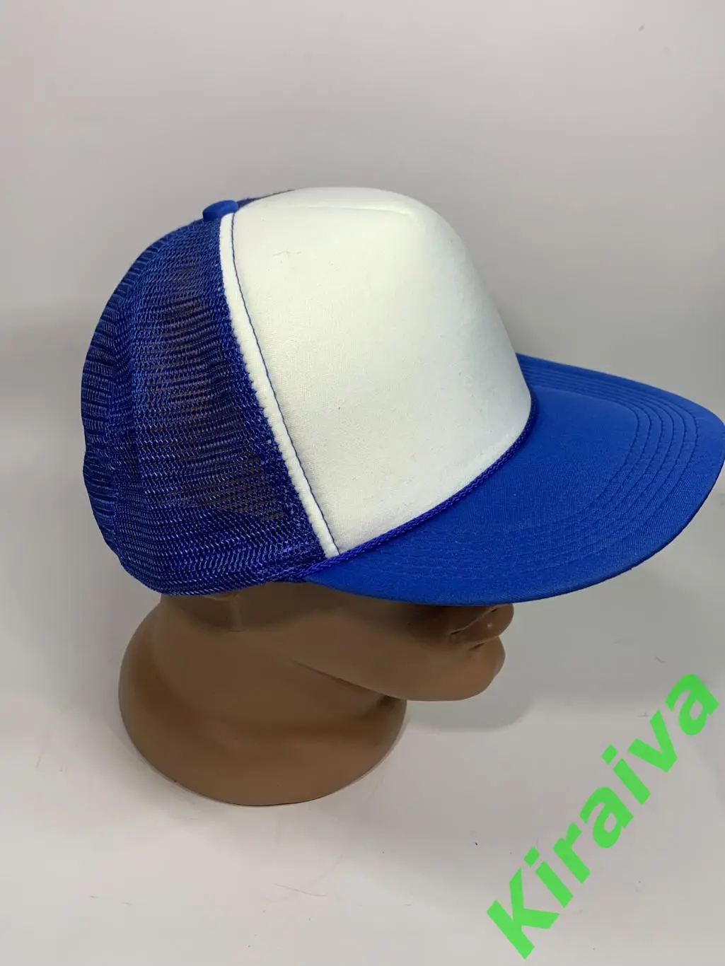 Бейсболка синяя с белым и сеточкой регулировкой на защелке Н084Удобная и стиль