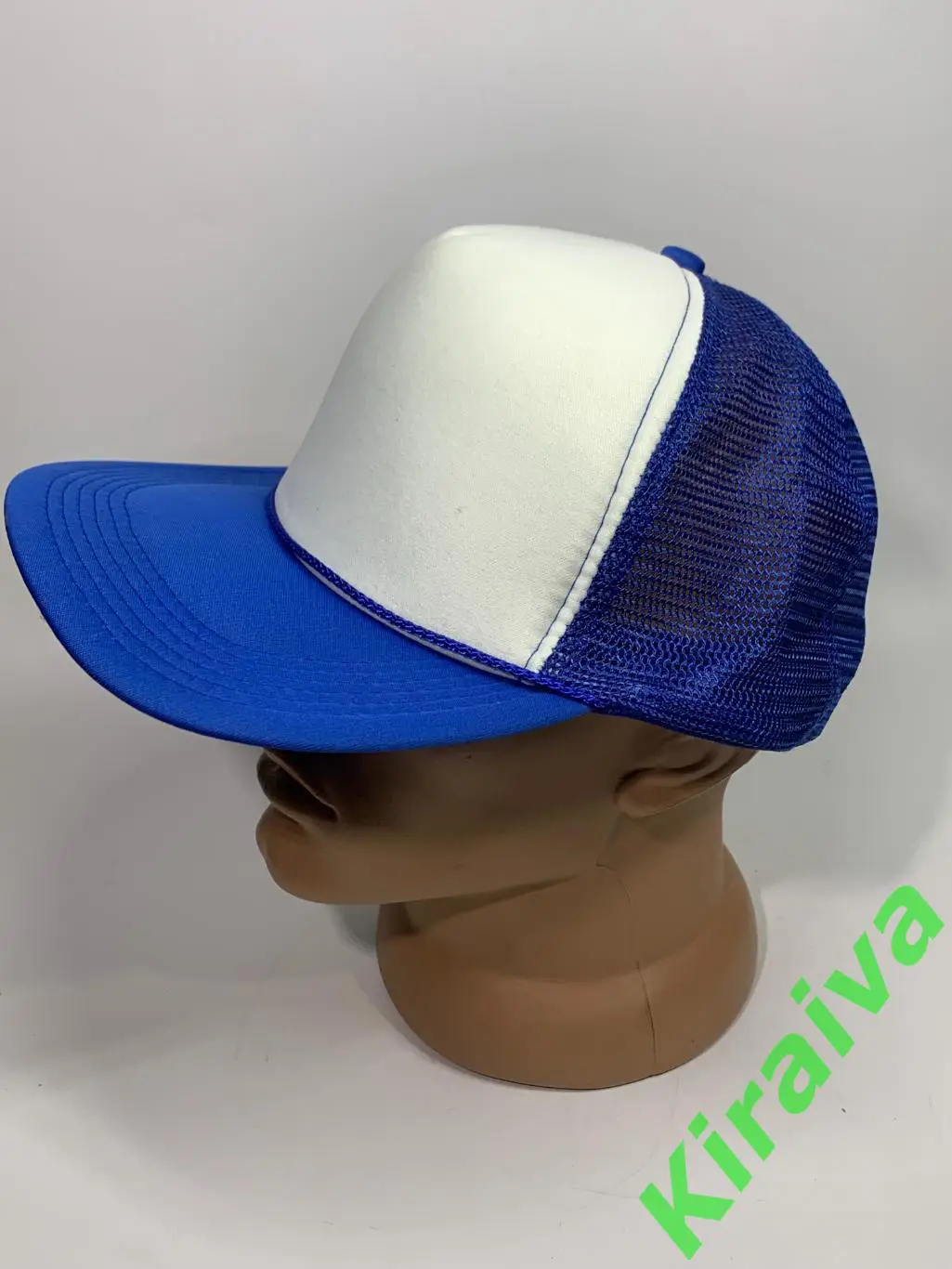 Бейсболка синяя с белым и сеточкой регулировкой на защелке Н084Удобная и стиль 1