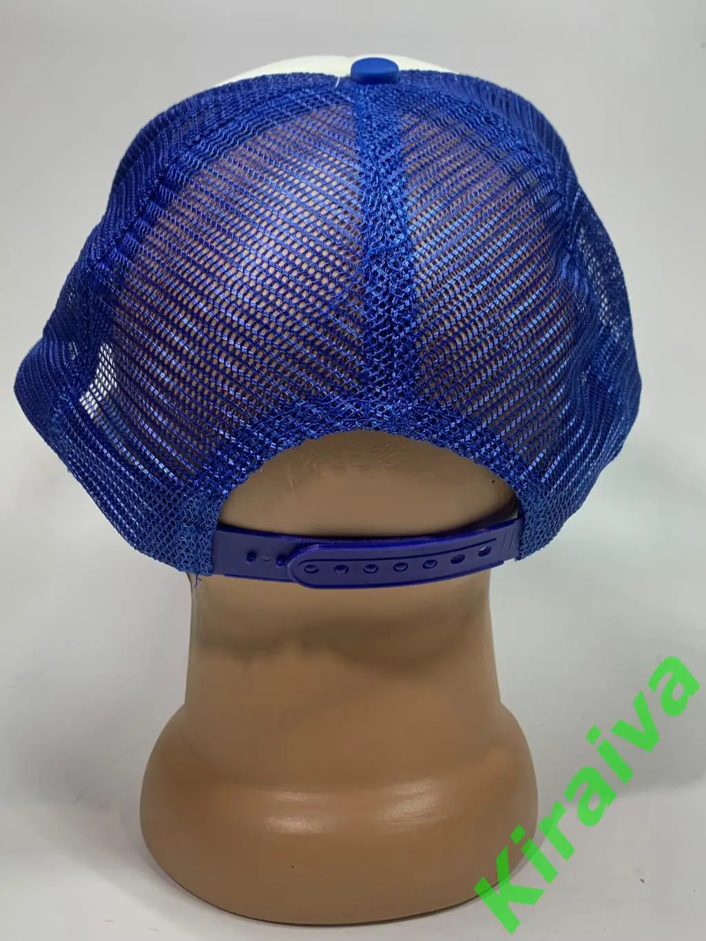 Бейсболка синяя с белым и сеточкой регулировкой на защелке Н084Удобная и стиль 2