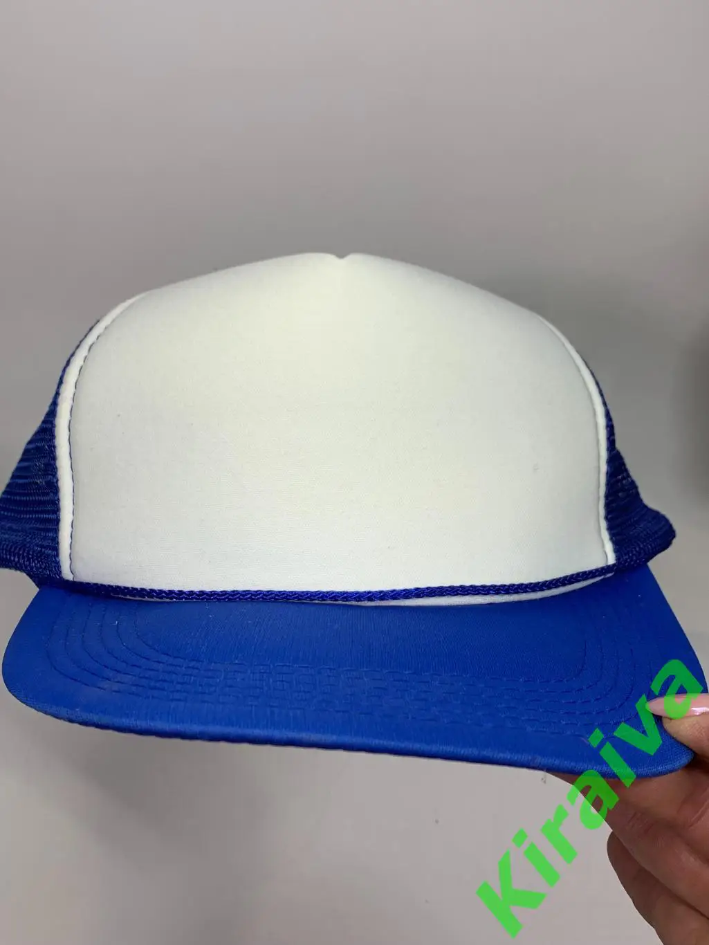 Бейсболка синяя с белым и сеточкой регулировкой на защелке Н084Удобная и стиль 5