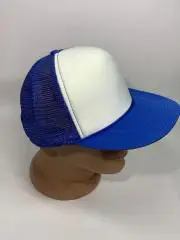 Бейсболка синяя с белым и сеточкой регулировкой на защелке Н084Удобная и стиль