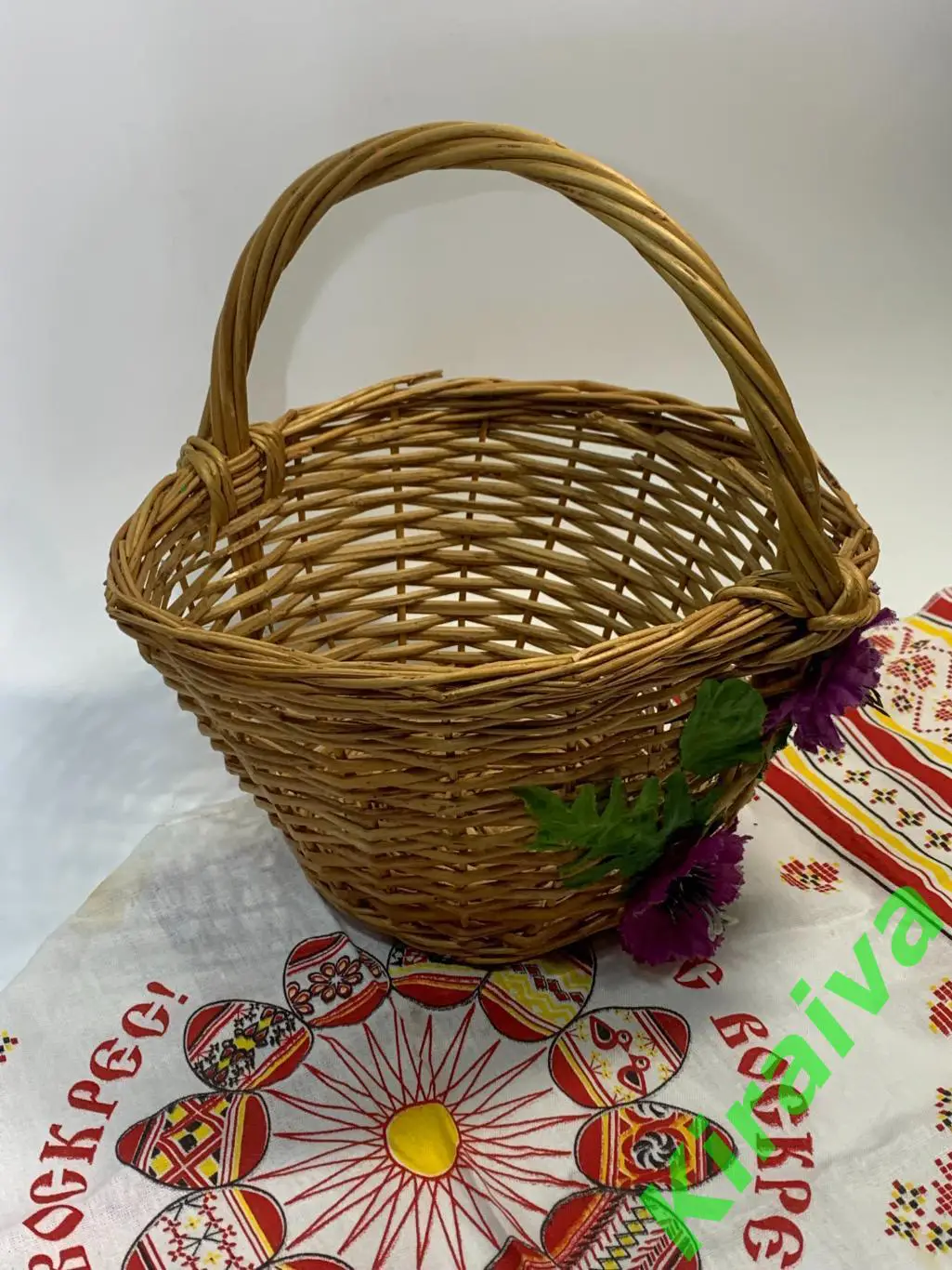 Корзина плетеная круглая маленькая из лозы 20х23x13 см Н1834Плетёная корзина и 2