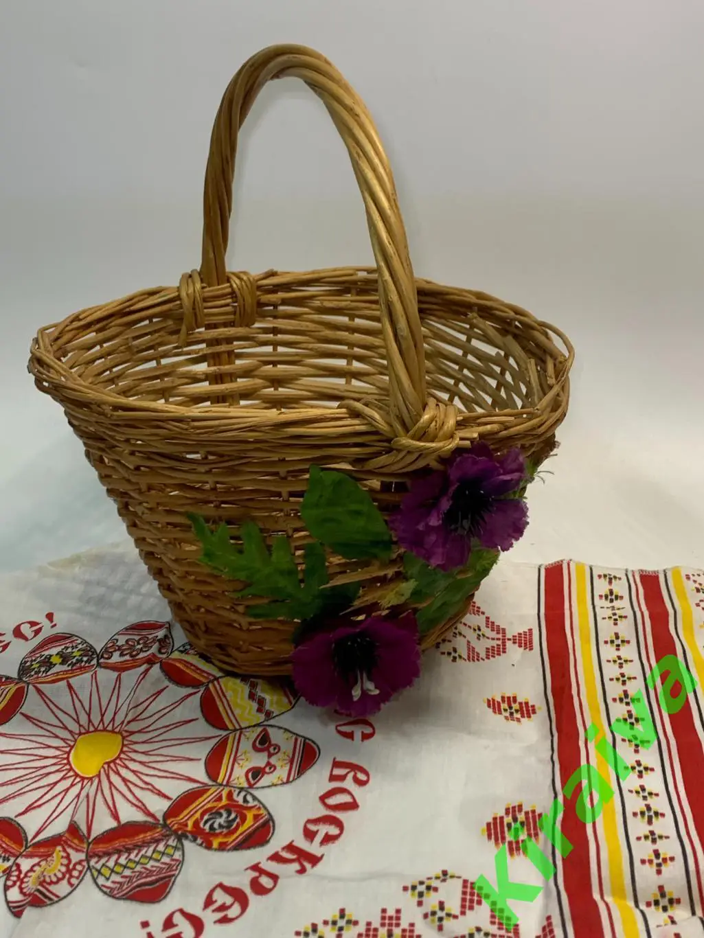 Корзина плетеная круглая маленькая из лозы 20х23x13 см Н1834Плетёная корзина и 7