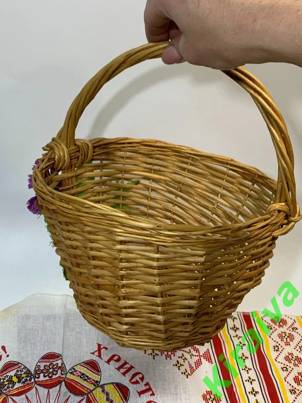 Корзина плетеная круглая маленькая из лозы 20х23x13 см Н1834Плетёная корзина и 3