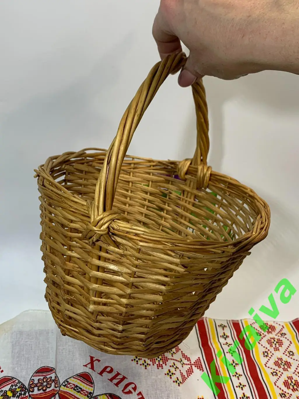 Корзина плетеная круглая маленькая из лозы 20х23x13 см Н1834Плетёная корзина и 4