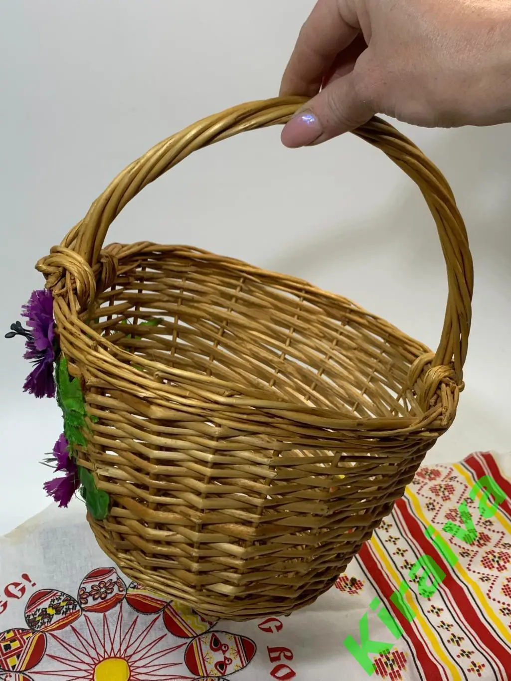 Корзина плетеная круглая маленькая из лозы 20х23x13 см Н1834Плетёная корзина и 6