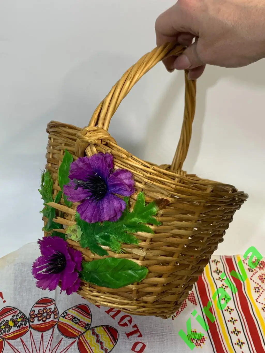 Корзина плетеная круглая маленькая из лозы 20х23x13 см Н1834Плетёная корзина и