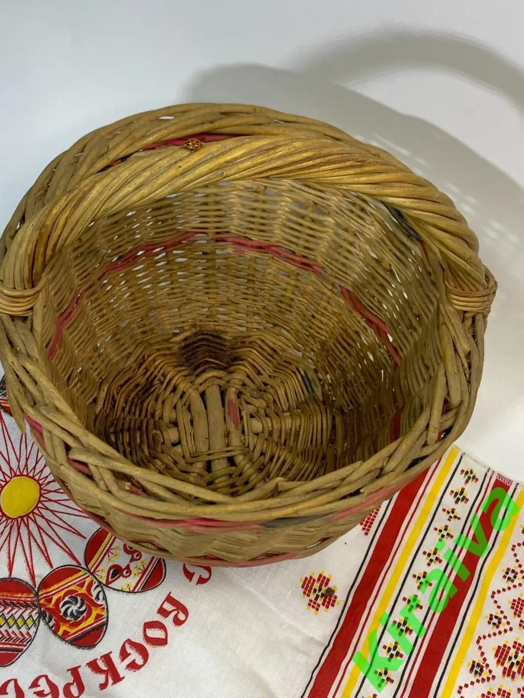 Корзина плетеная круглая маленькая из лозы 22х22x13 см Н1835Плетёная корзина и 1