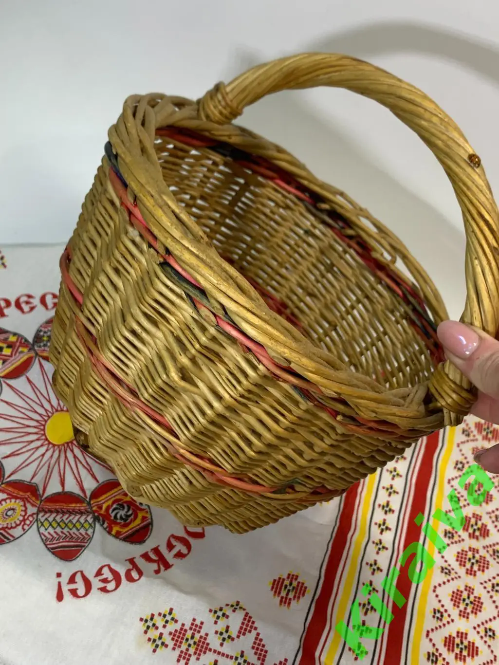 Корзина плетеная круглая маленькая из лозы 22х22x13 см Н1835Плетёная корзина и 2