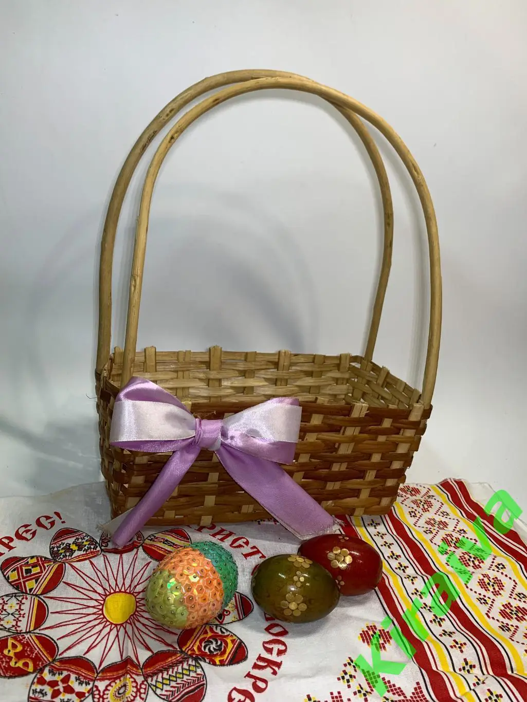 Корзина плетеная прямоугольная из лозы 26х12x34 см Н1838 с бантомПлетёная корз