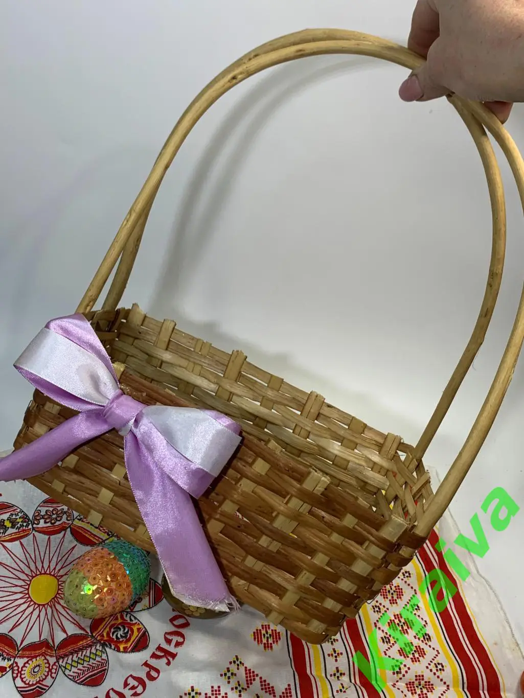 Корзина плетеная прямоугольная из лозы 26х12x34 см Н1838 с бантомПлетёная корз 5