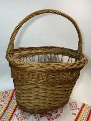 Корзина плетеная из лозы с ручкой овальная глубокая 28х39х46 см Н1841 большаяП