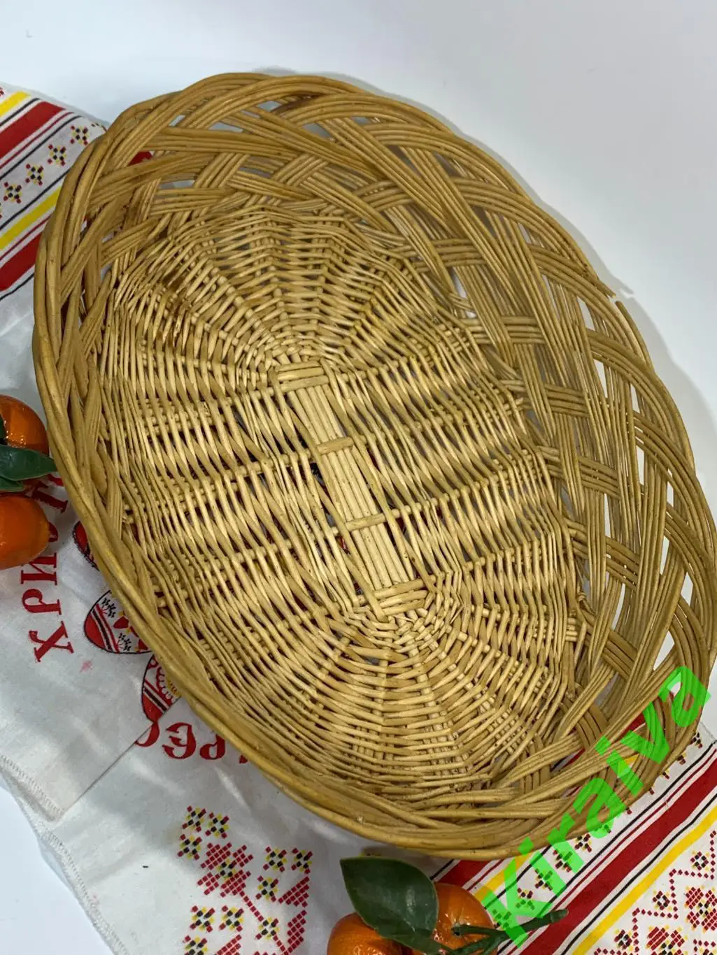 Плетеная хлебница овальная из лозы 35х29 см Н1848 б/уПлетеная хлебница из лозы 2
