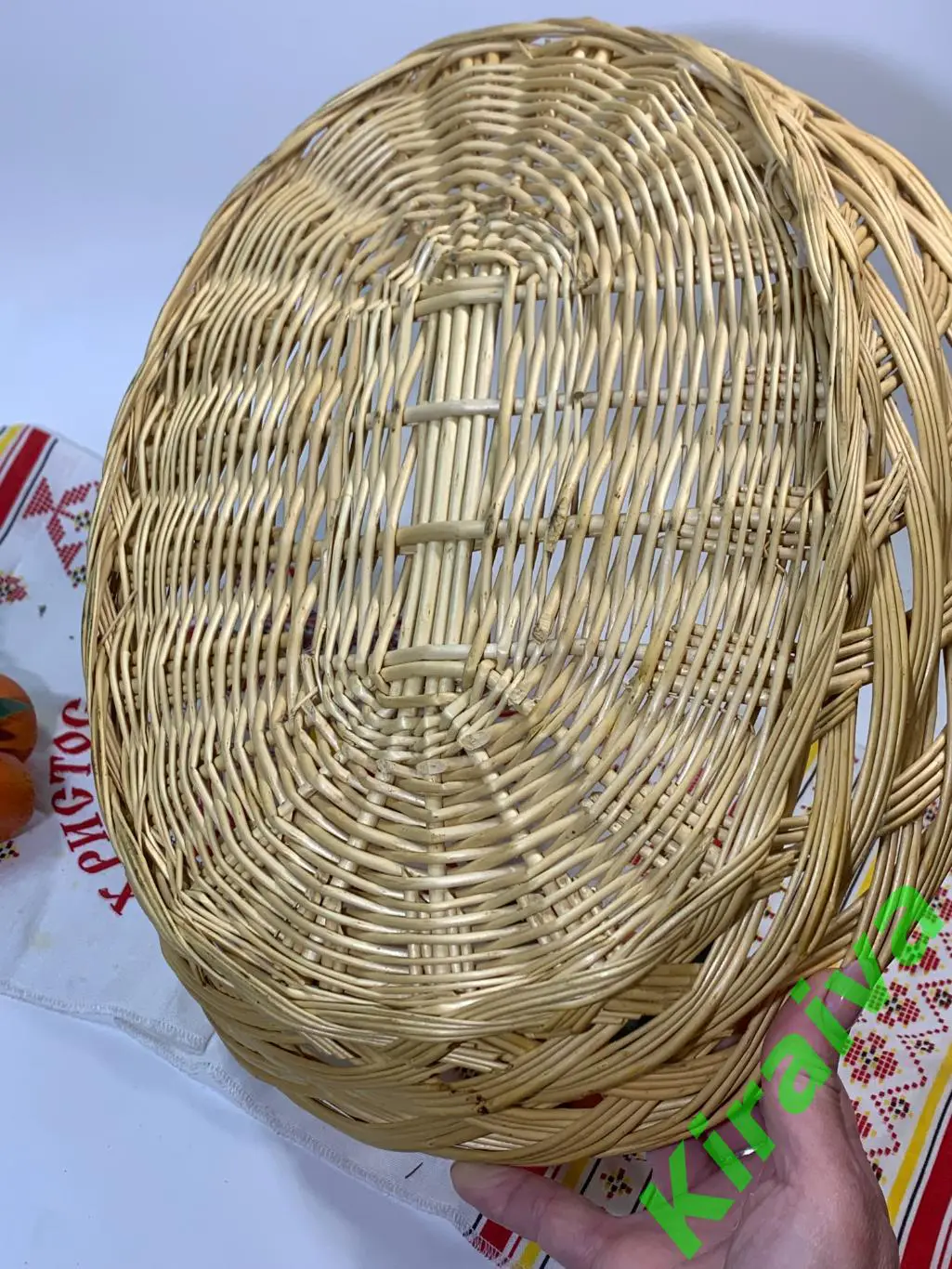 Плетеная хлебница овальная из лозы 35х29 см Н1848 б/уПлетеная хлебница из лозы 4