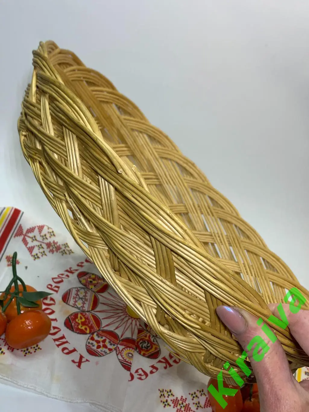 Плетеная хлебница овальная из лозы 35х29 см Н1848 б/уПлетеная хлебница из лозы 5