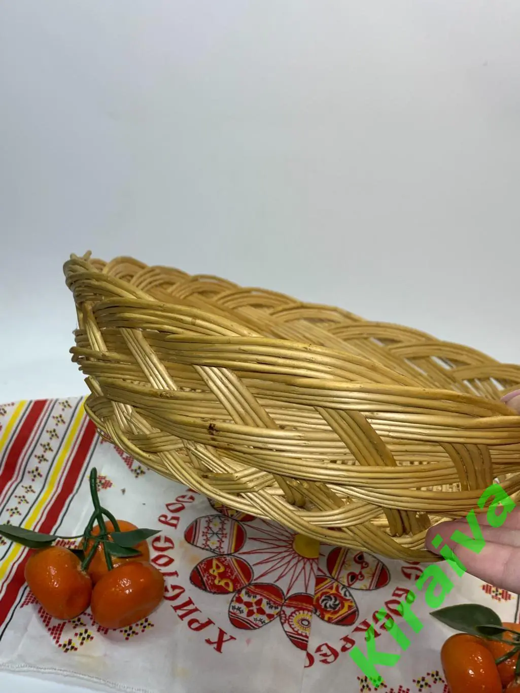 Плетеная хлебница овальная из лозы 35х29 см Н1848 б/уПлетеная хлебница из лозы 6