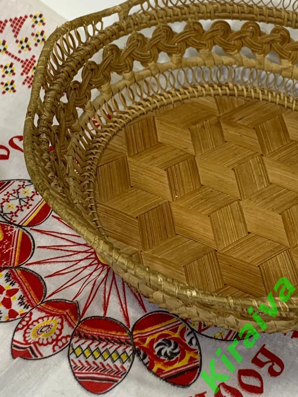 Плетеная сухарница хлебница фруктовница круглая из лозы 24х18 см Н1849 б/уПлет 3
