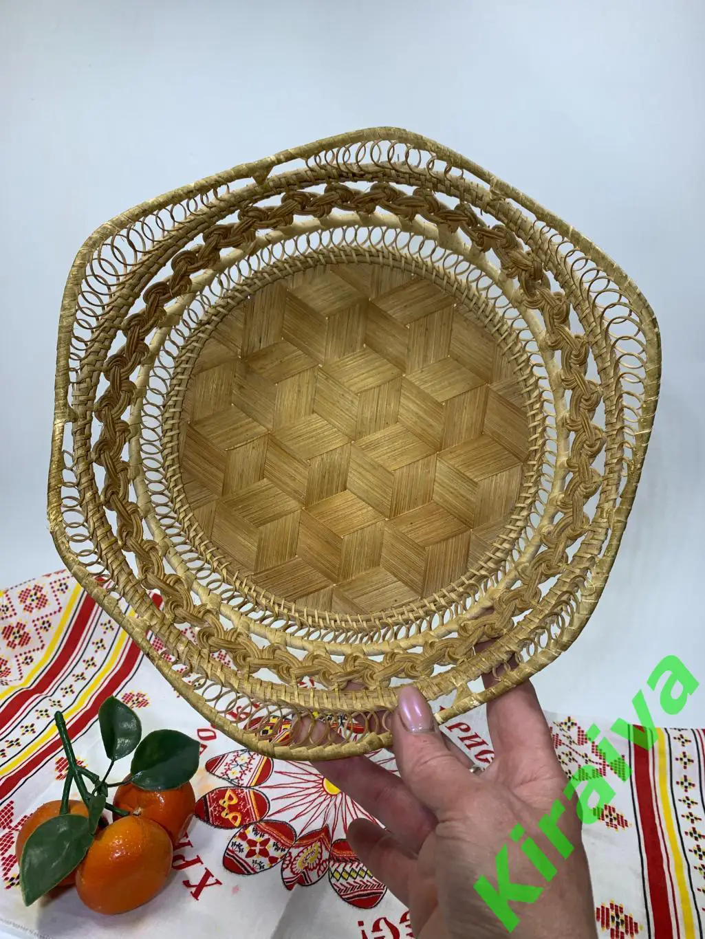 Плетеная сухарница хлебница фруктовница круглая из лозы 24х18 см Н1849 б/уПлет 4