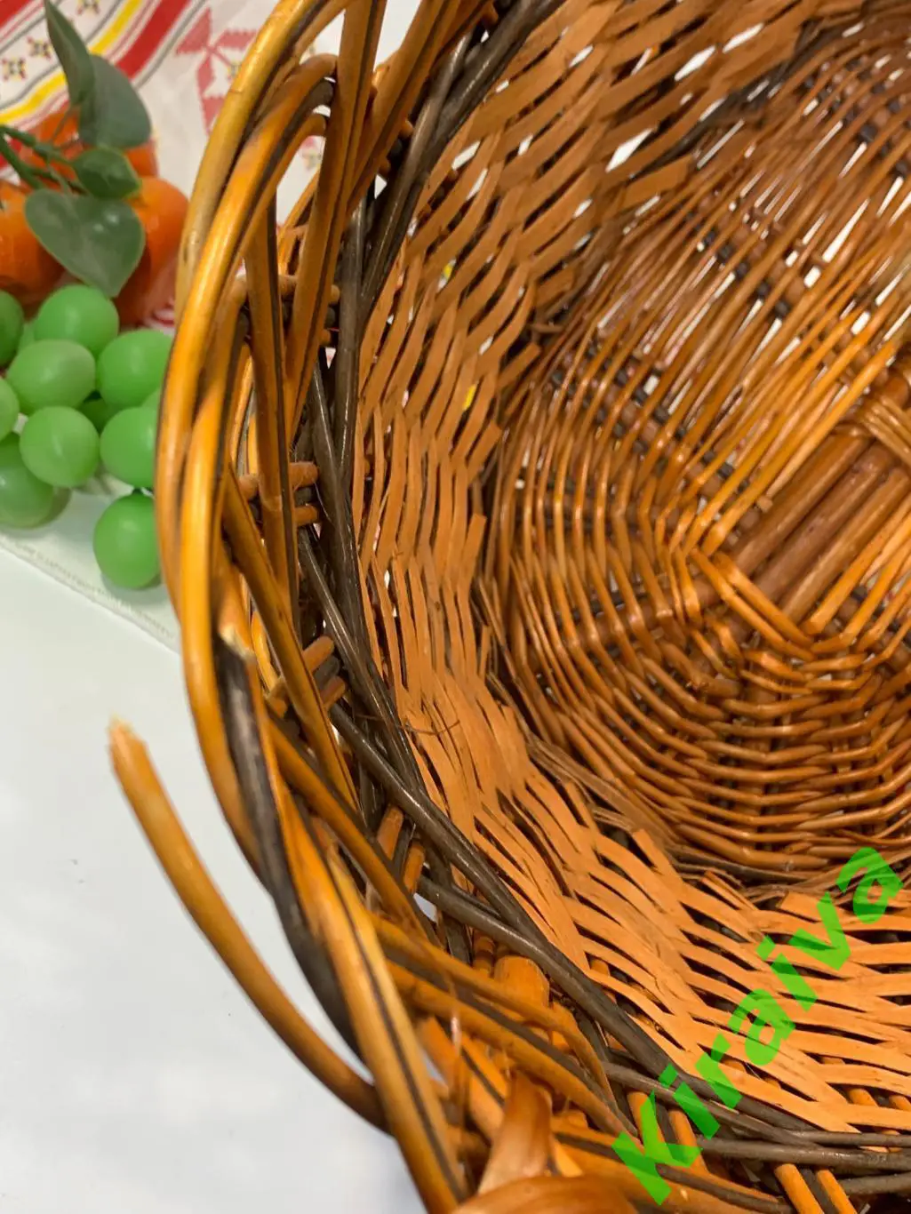 Плетеная корзинка овальная Ажурная бежевая лукошко из лозы 39х31х42 см Н1853 бол 7