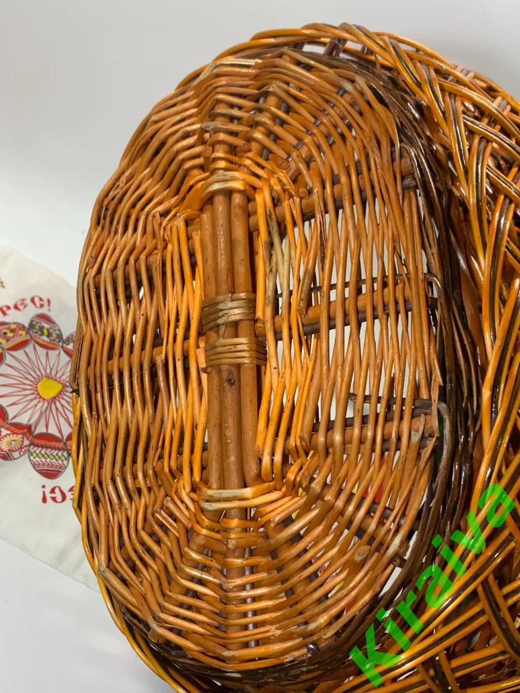 Плетеная корзинка овальная Ажурная бежевая лукошко из лозы 39х31х42 см Н1853 бол 6