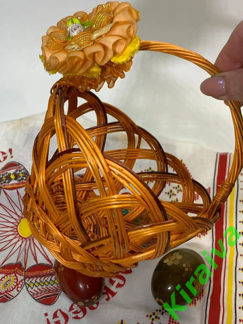 Плетеная корзинка круглая ажурная из лозы маленькая детская 13,5 х15 см Н1857 дл 2