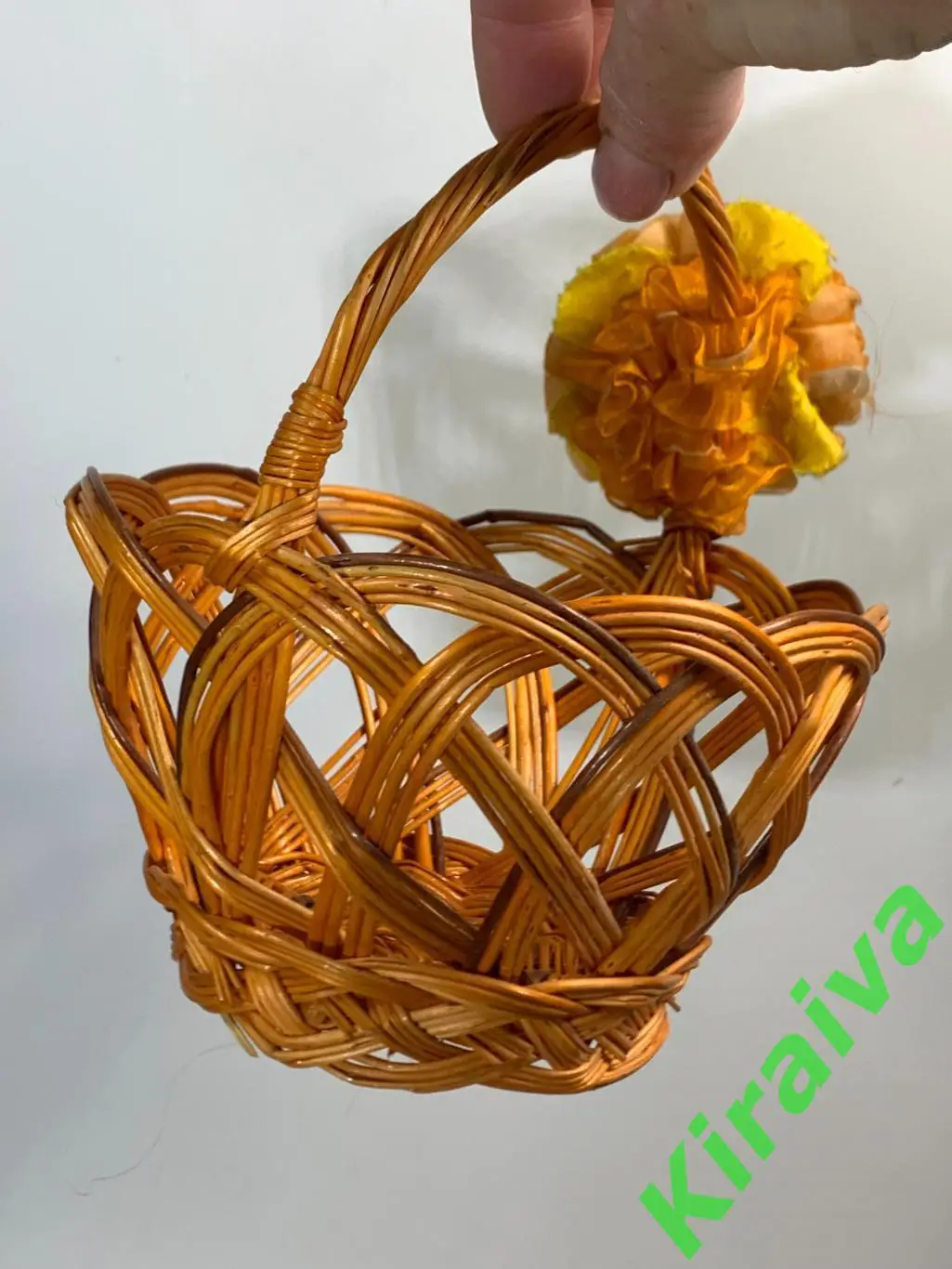 Плетеная корзинка круглая ажурная из лозы маленькая детская 13,5 х15 см Н1857 дл 4