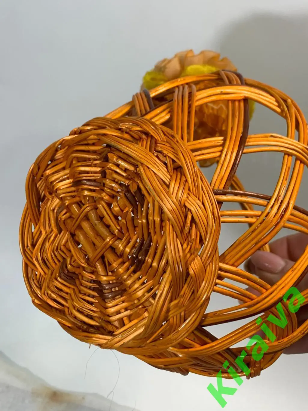 Плетеная корзинка круглая ажурная из лозы маленькая детская 13,5 х15 см Н1857 дл 7