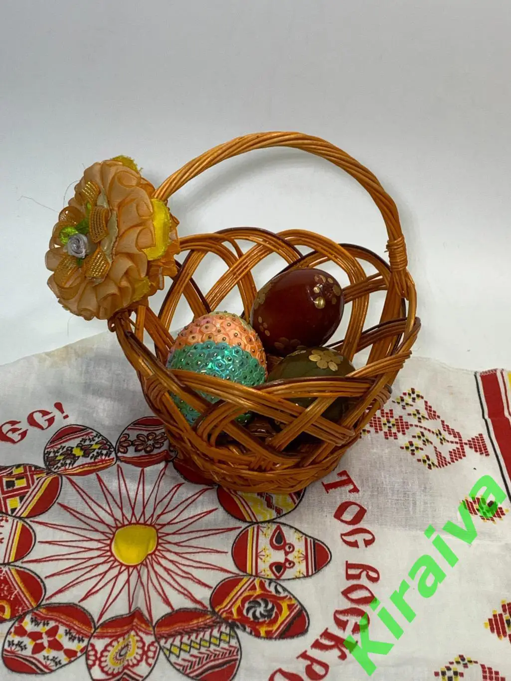 Плетеная корзинка круглая ажурная из лозы маленькая детская 13,5 х15 см Н1857 дл 5