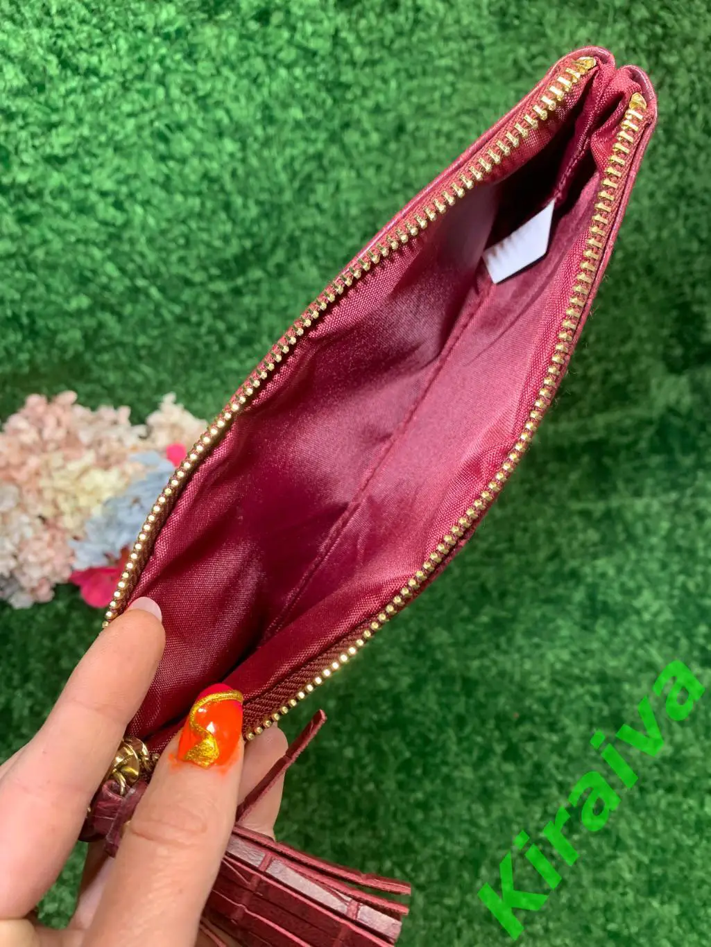 Женский клатч - кошелек для телефона 22х9 см тиснение под крокодила бордовый Н18 5