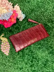 Женский клатч - кошелек для телефона 22х9 см тиснение под крокодила бордовый Н18