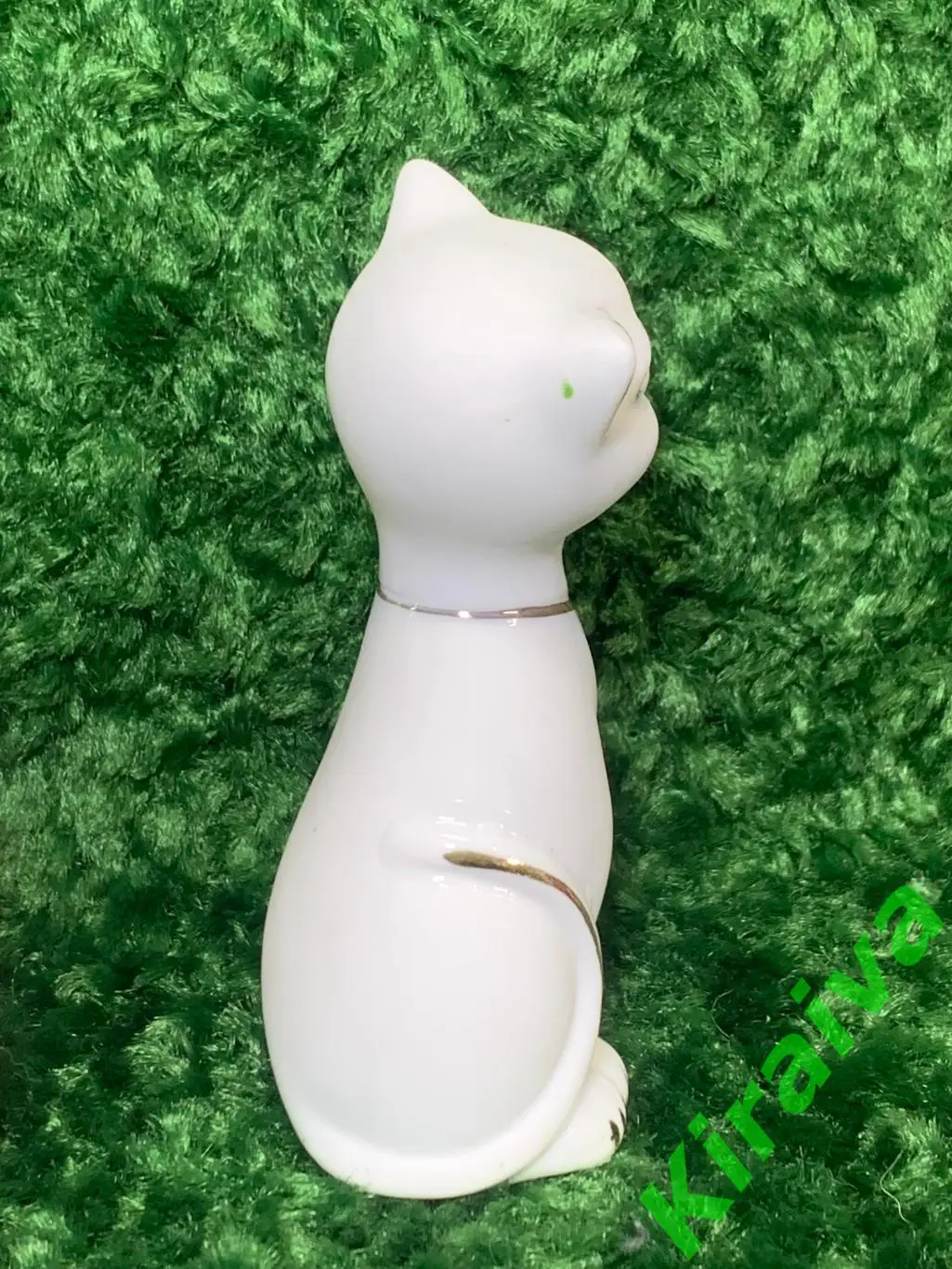 Фигурка кошечка белая с позолотой Декоративная статуэтка кошка фарфор 12см Н1874 3