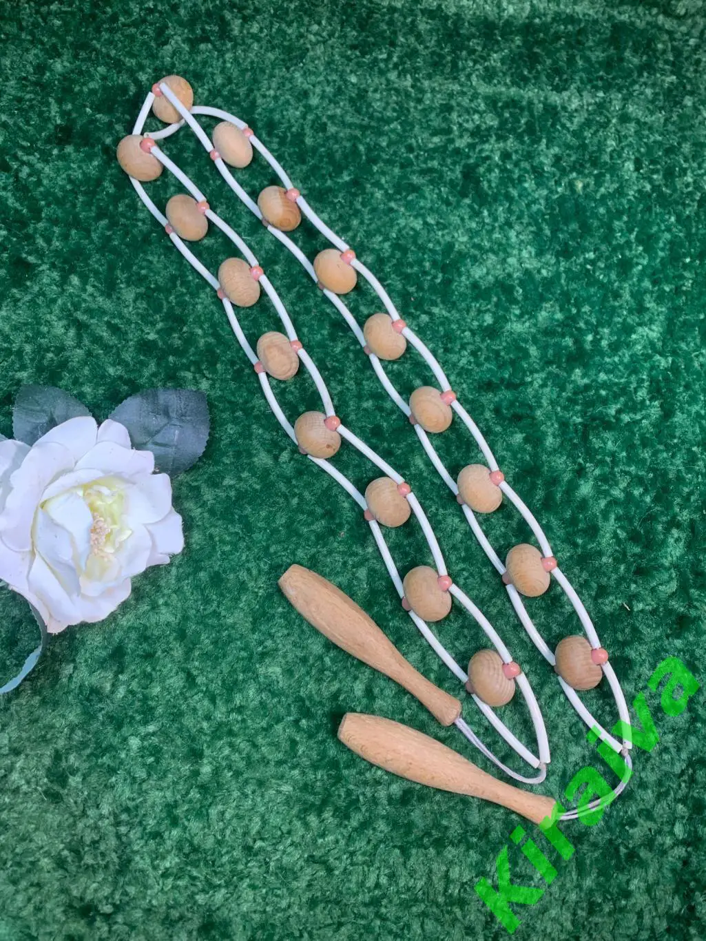 Массажер деревянный ленточно-роликовый для спины ног тела 135 см. Н7921 советски