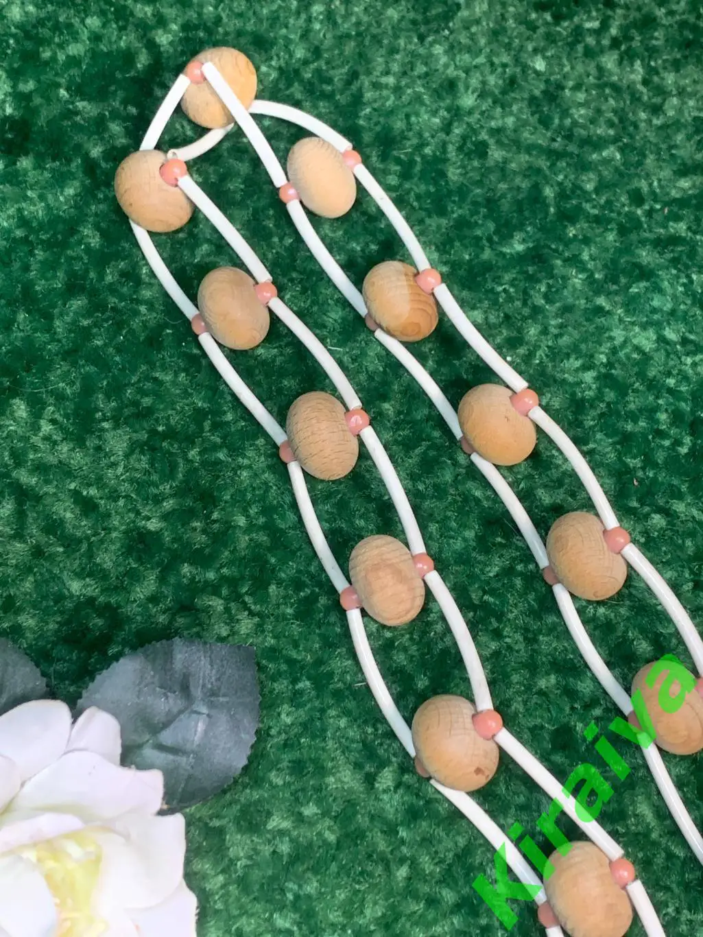 Массажер деревянный ленточно-роликовый для спины ног тела 135 см. Н7921 советски 1