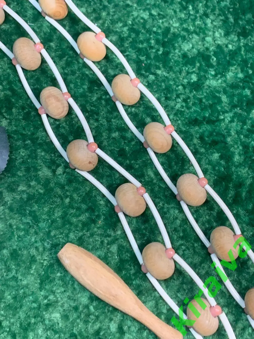 Массажер деревянный ленточно-роликовый для спины ног тела 135 см. Н7921 советски 2