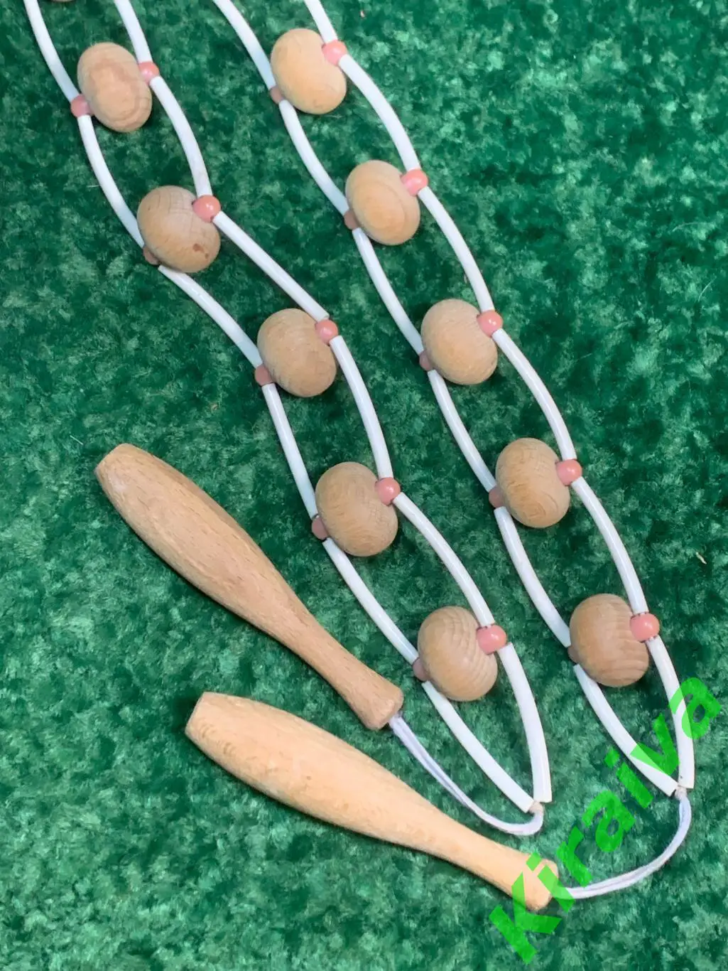 Массажер деревянный ленточно-роликовый для спины ног тела 135 см. Н7921 советски 3