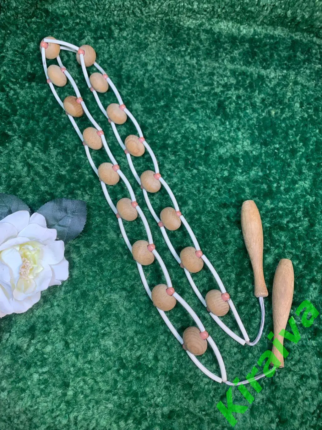 Массажер деревянный ленточно-роликовый для спины ног тела 135 см. Н7921 советски 4